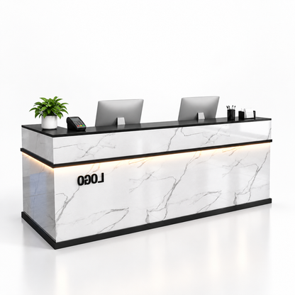 Illuminated Reception Counter with Lockable Storage & Flexible Layout — finish and layout option 8