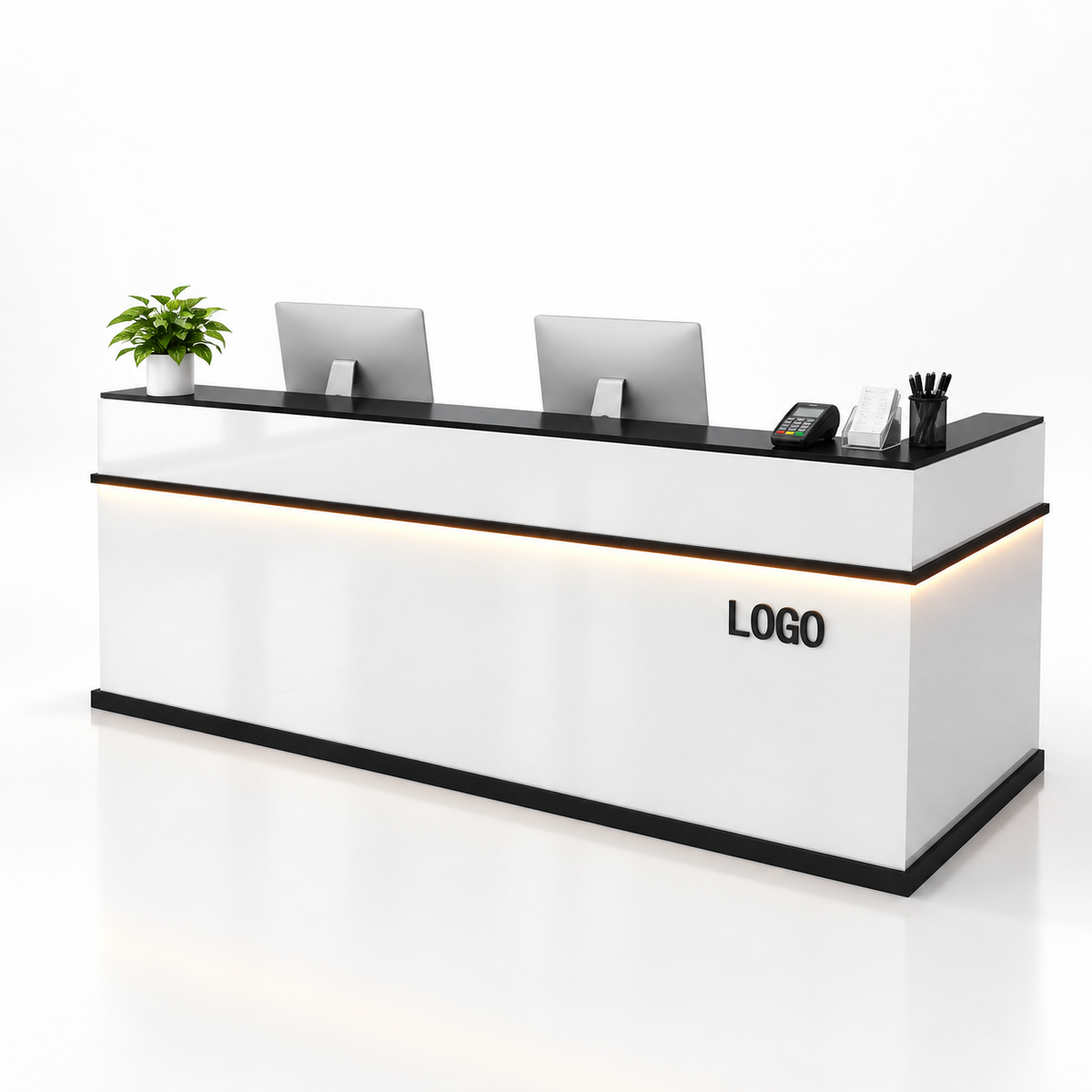 Illuminated Reception Counter with Lockable Storage & Flexible Layout — finish and layout option 9
