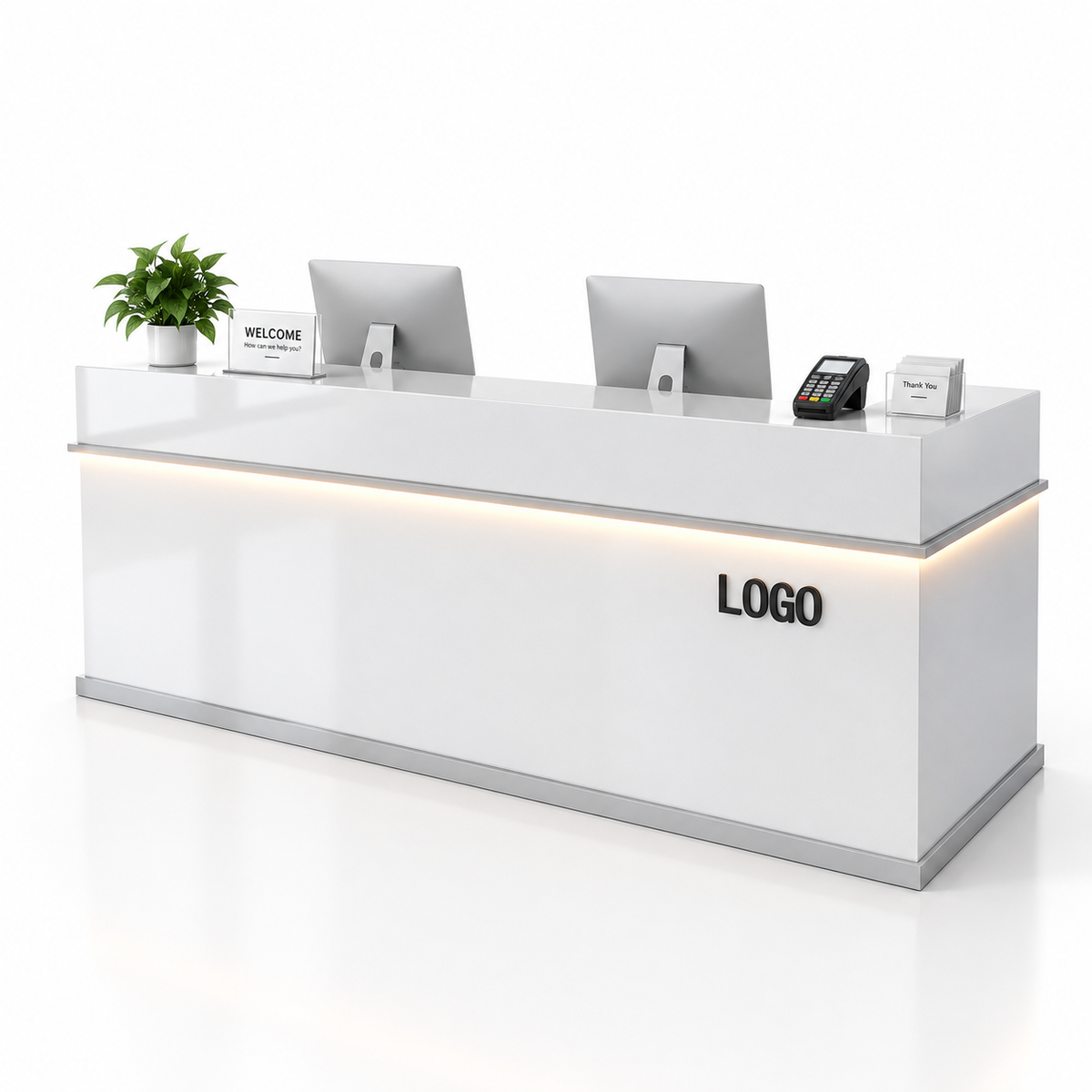 Illuminated Reception Counter with Lockable Storage & Flexible Layout — finish and layout option 11