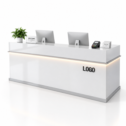 Illuminated Reception Counter with Lockable Storage & Flexible Layout — finish and layout option 11