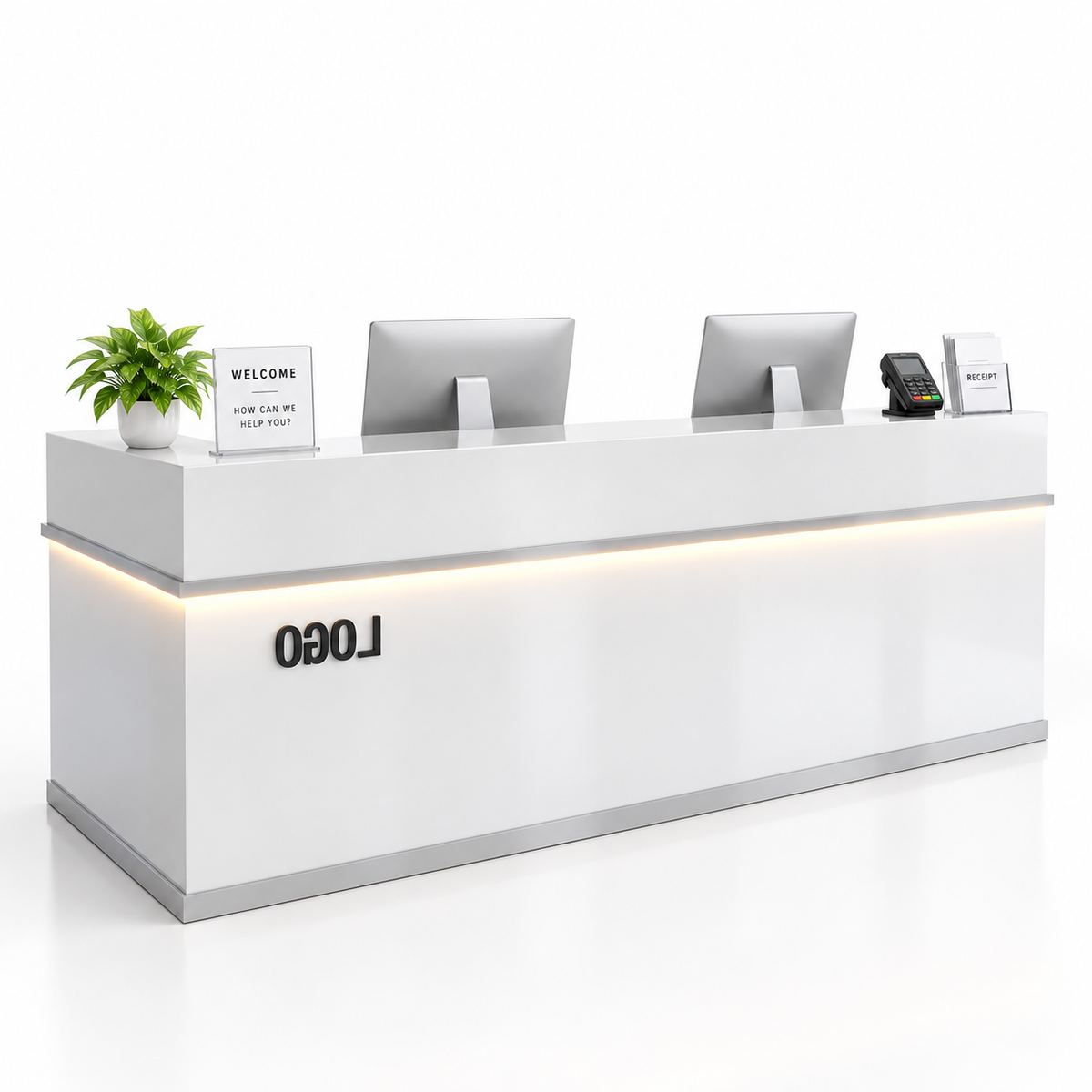 Illuminated Reception Counter with Lockable Storage & Flexible Layout — finish and layout option 12