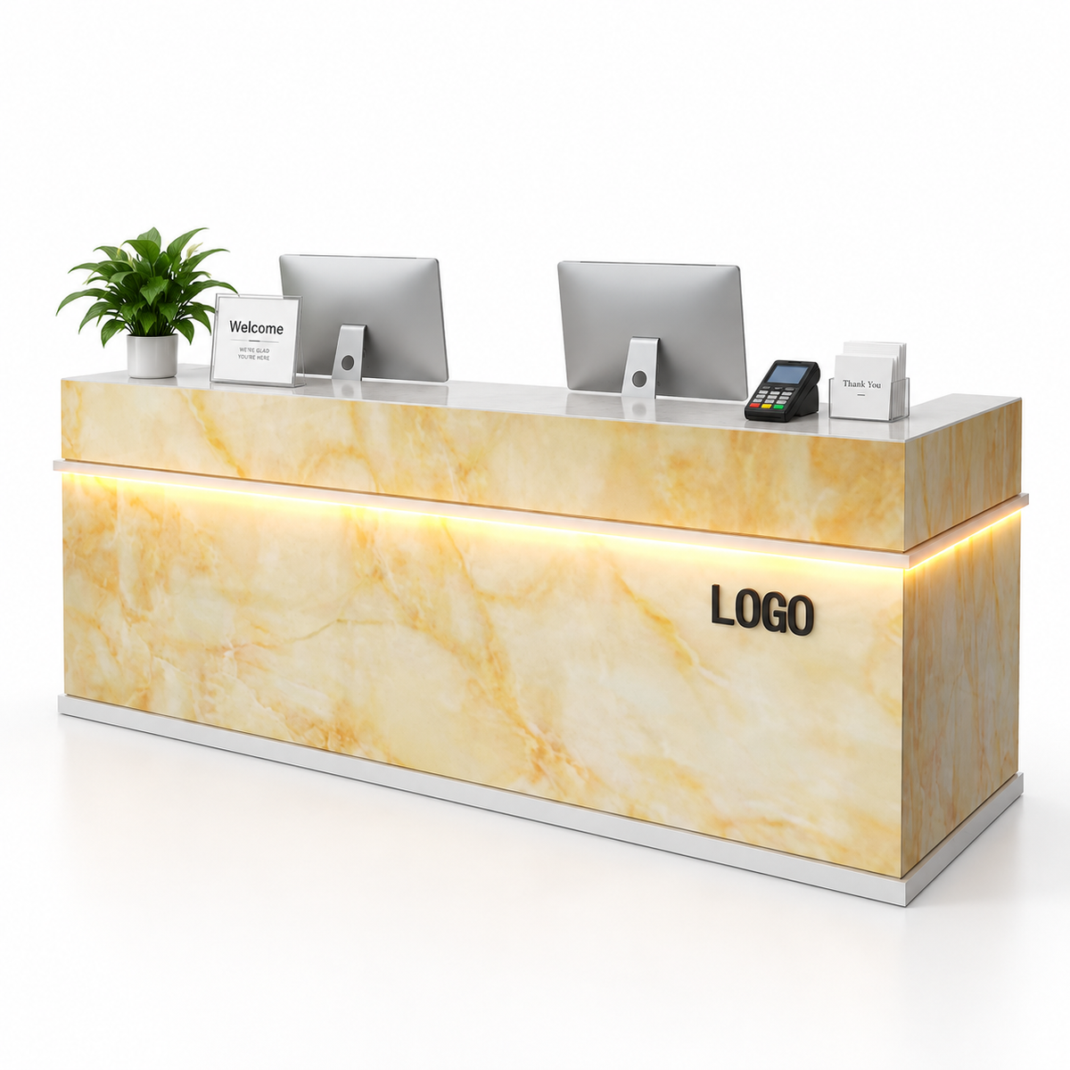 Illuminated Reception Counter with Lockable Storage & Flexible Layout — finish and layout option 13