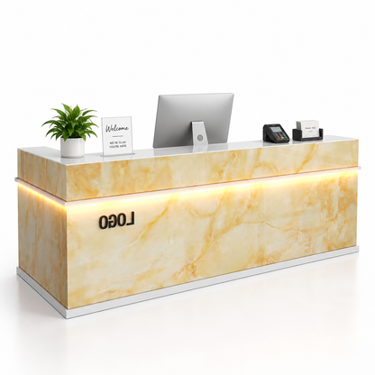 Illuminated Reception Counter with Lockable Storage & Flexible Layout — finish and layout option 14