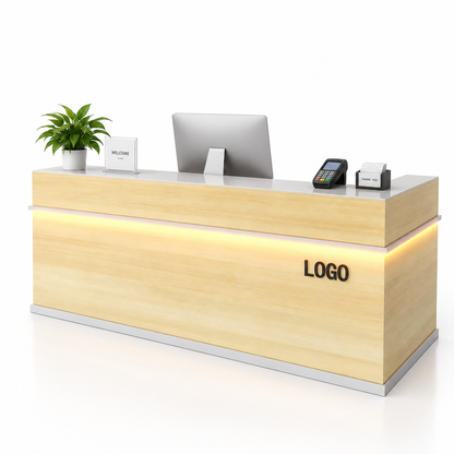 Illuminated Reception Counter with Lockable Storage & Flexible Layout — finish and layout option 15