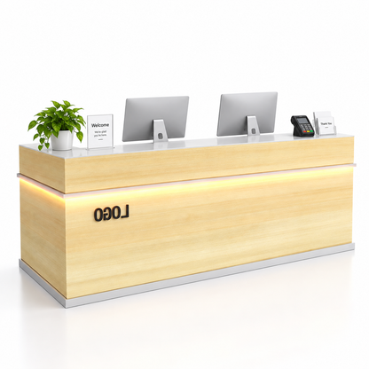 Illuminated Reception Counter with Lockable Storage & Flexible Layout — finish and layout option 16
