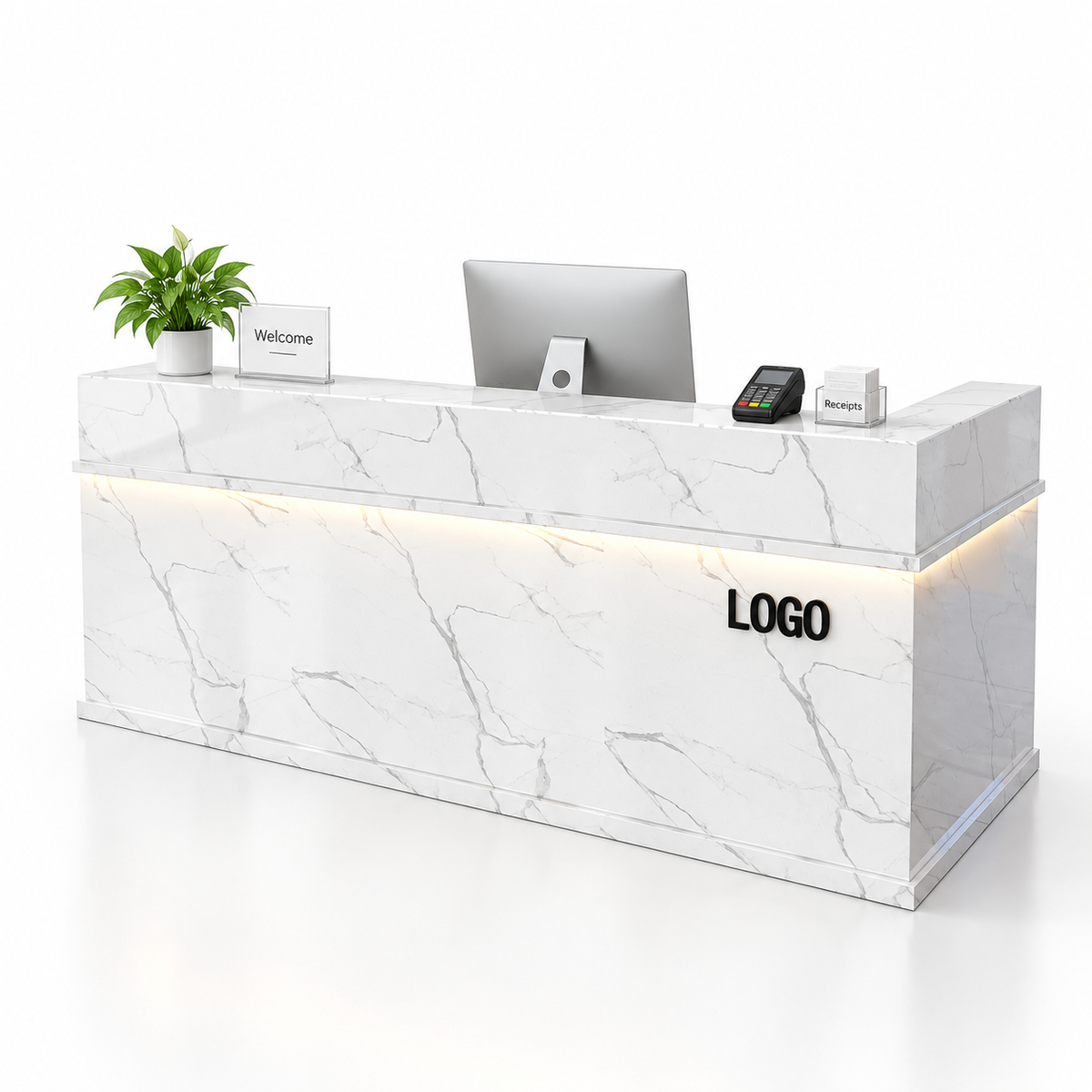 Illuminated Reception Counter with Lockable Storage & Flexible Layout — finish and layout option 19
