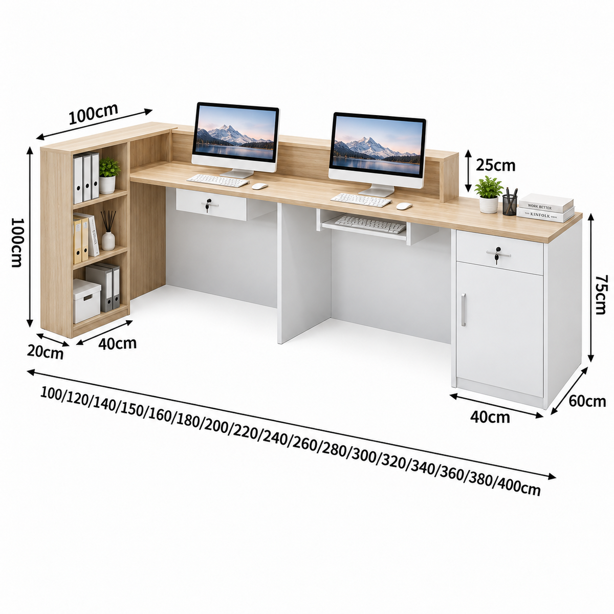Compact L-Shaped Reception Counter with Storage