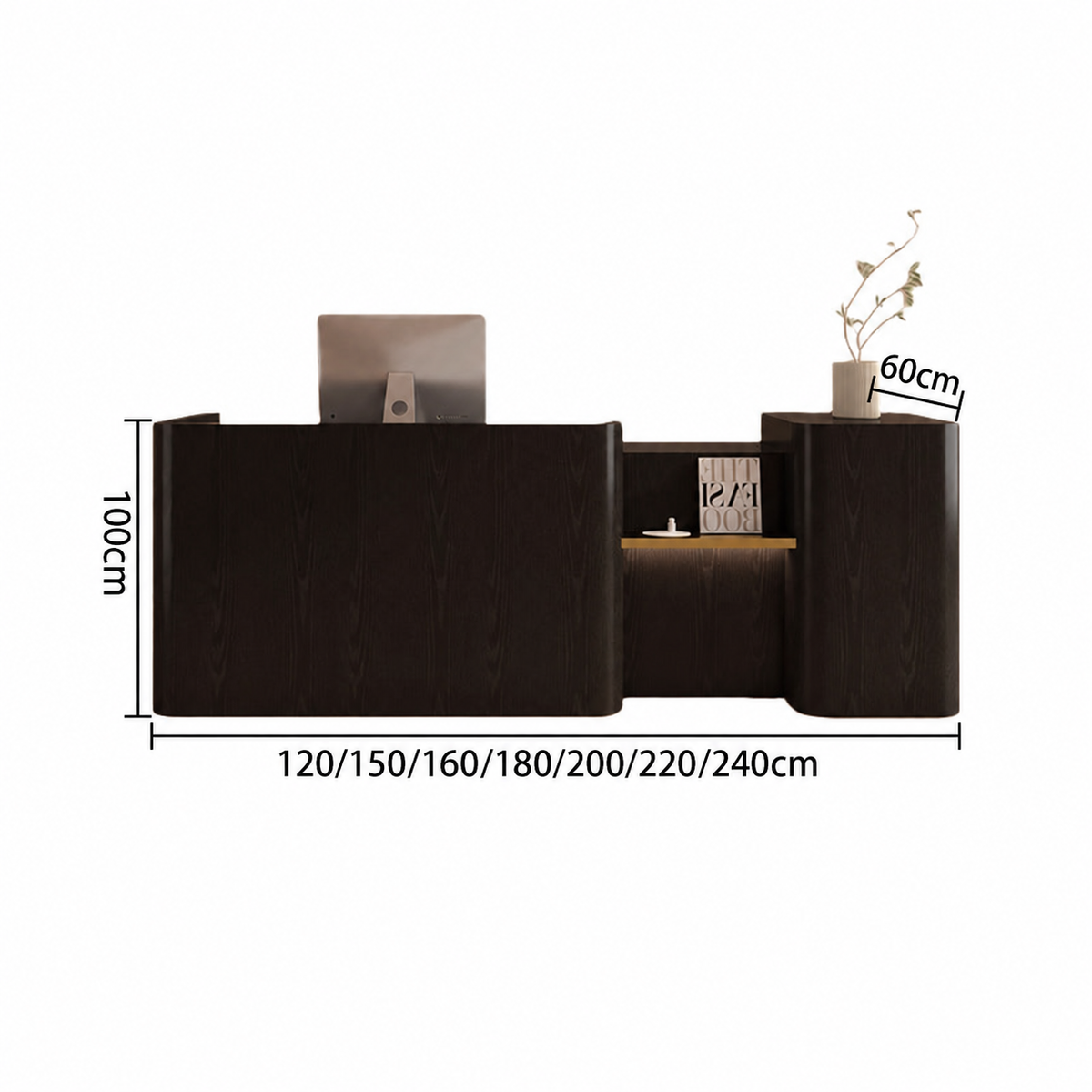 Reception Counter with Rounded Panels & Large-Capacity Storage