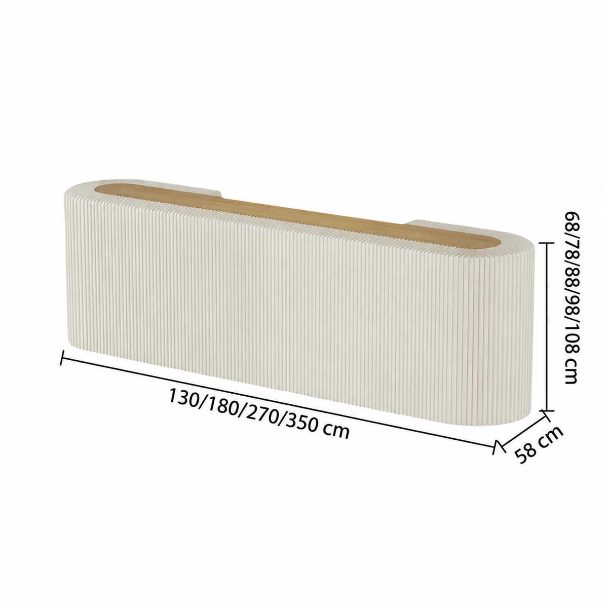 Rounded Ribbed Reception Counter with Open Display Storage