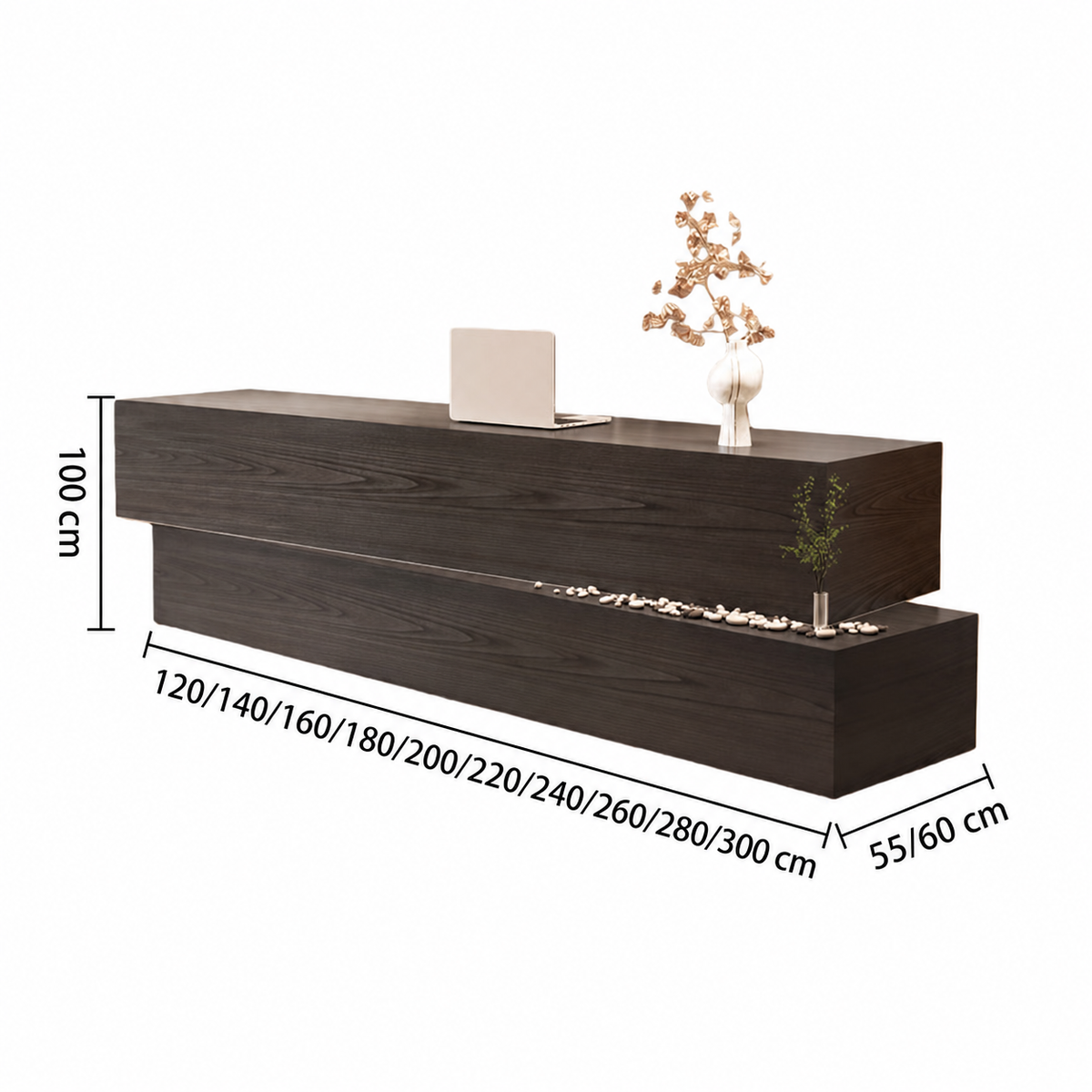 Two-Tier Reception Counter with Decorative Display Ledge