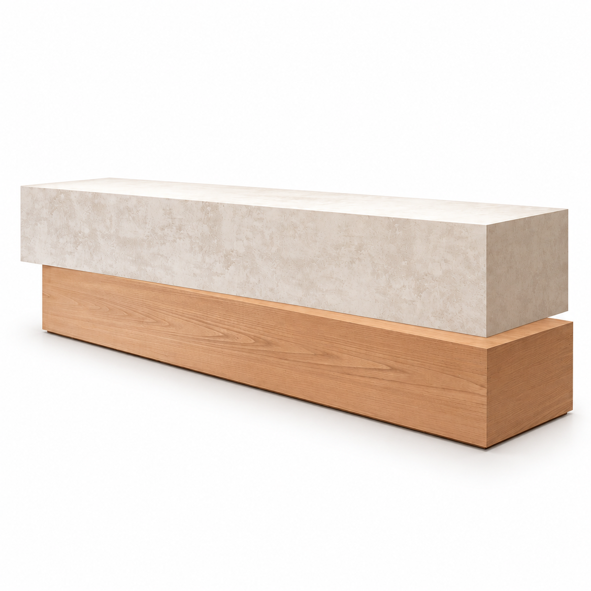 Two-Tier Reception Counter with Decorative Display Ledge 卡其木纹加灰色