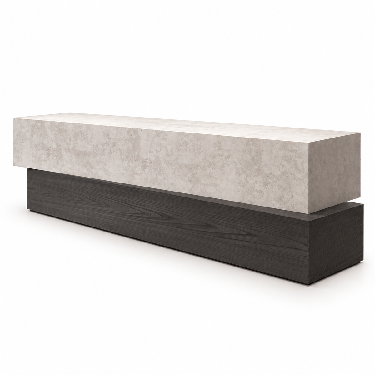 Two-Tier Reception Counter with Decorative Display Ledge 黑色加灰色