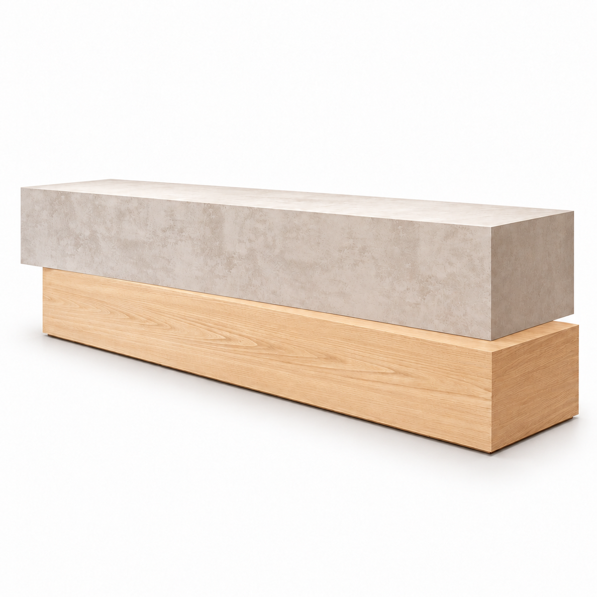 Two-Tier Reception Counter with Decorative Display Ledge 自然木加灰色