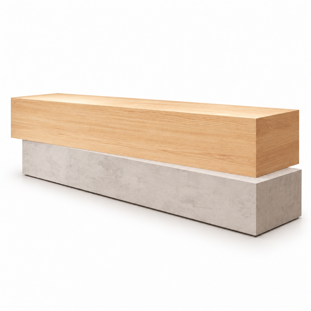 Two-Tier Reception Counter with Decorative Display Ledge 灰色加自然木