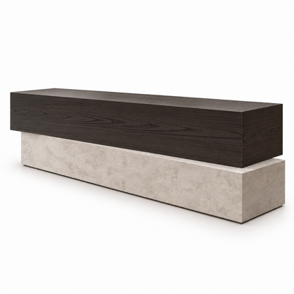 Two-Tier Reception Counter with Decorative Display Ledge 灰色加黑色