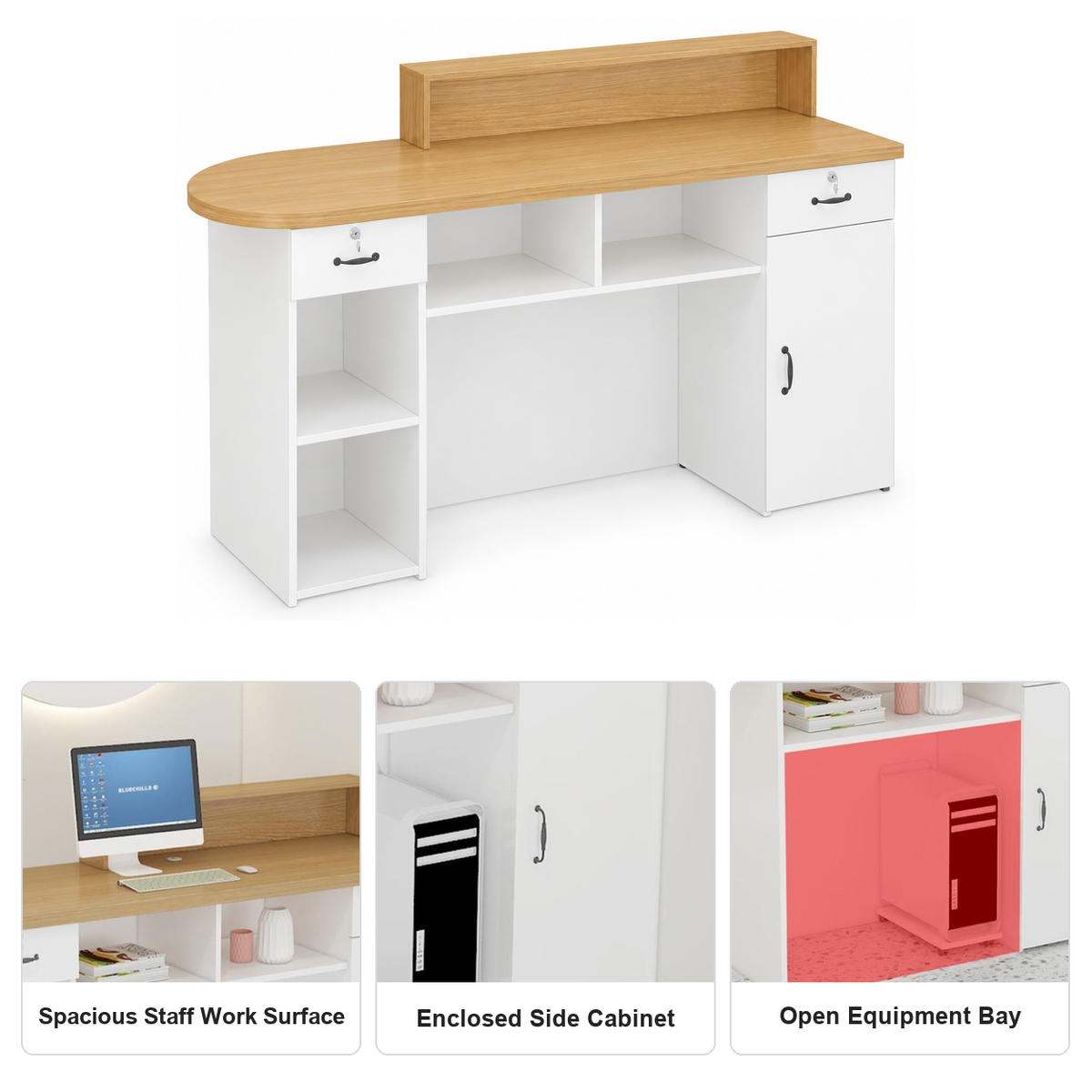 Staff Work Surface, Side Cabinet & Equipment Bay
