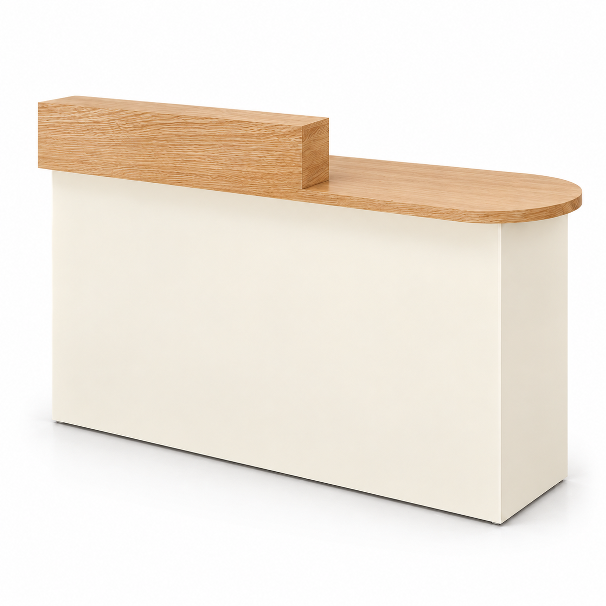 Rounded Reception Counter with Side Cabinet & Open Storage 自然木加米色-左款