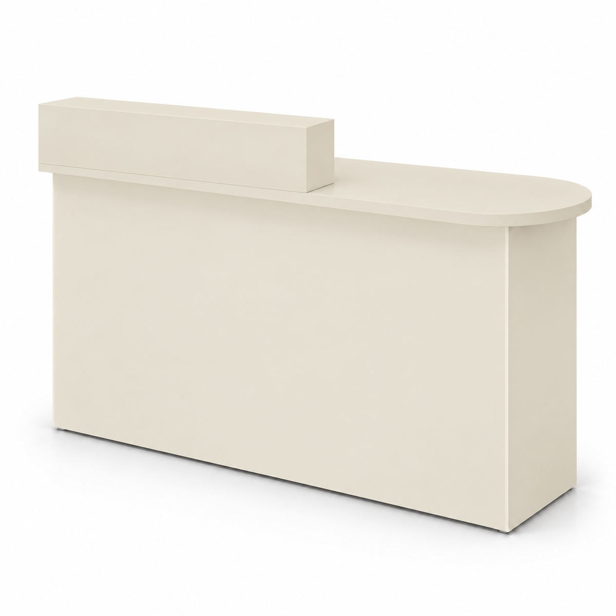 Rounded Reception Counter with Side Cabinet & Open Storage 米色-左款