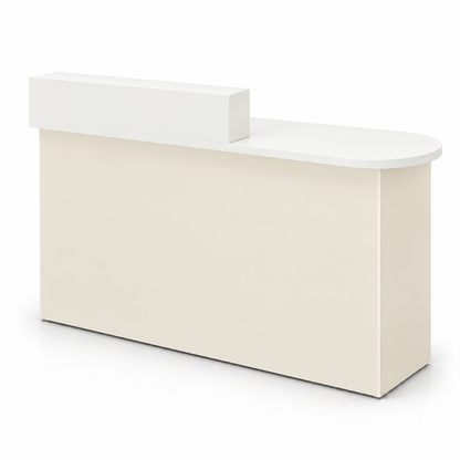 Rounded Reception Counter with Side Cabinet & Open Storage 白色加米色-左款