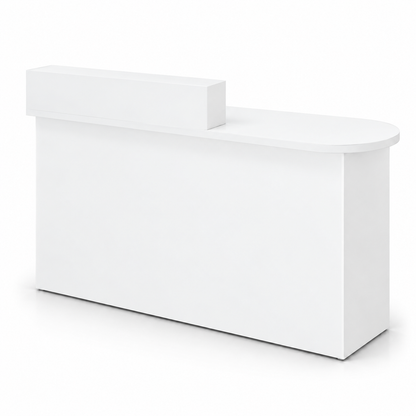 Rounded Reception Counter with Side Cabinet & Open Storage 白色-左款