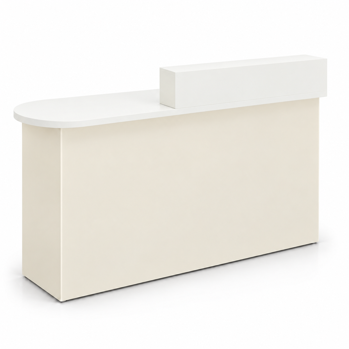 Rounded Reception Counter with Side Cabinet & Open Storage 白色加米色-右款