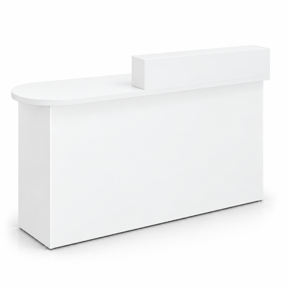 Rounded Reception Counter with Side Cabinet & Open Storage 白色-右款
