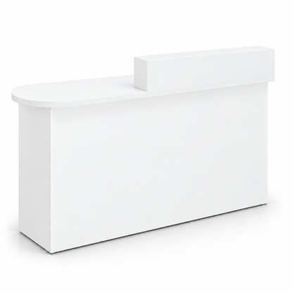 Rounded Reception Counter with Side Cabinet & Open Storage 白色-右款