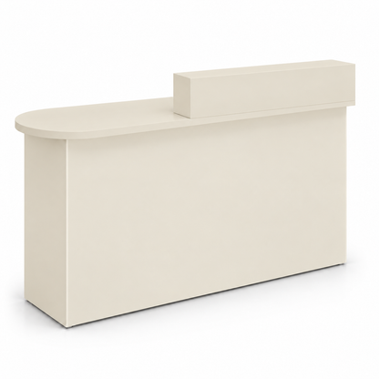 Rounded Reception Counter with Side Cabinet & Open Storage 米色-右款