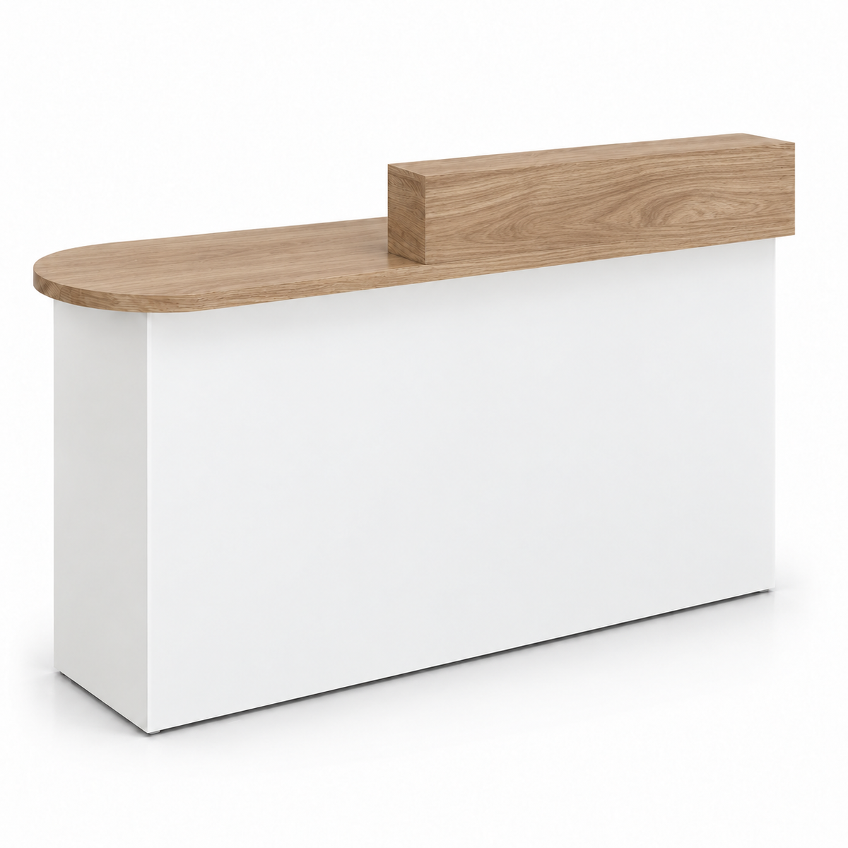 Rounded Reception Counter with Side Cabinet & Open Storage 棕色加白色-右款