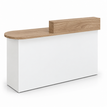 Rounded Reception Counter with Side Cabinet & Open Storage 棕色加白色-右款