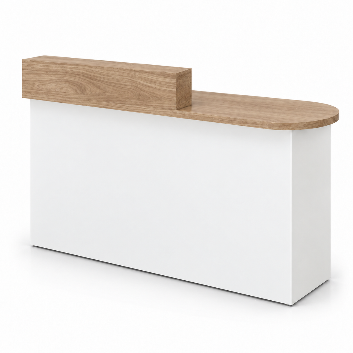 Rounded Reception Counter with Side Cabinet & Open Storage 棕色加白色-左款
