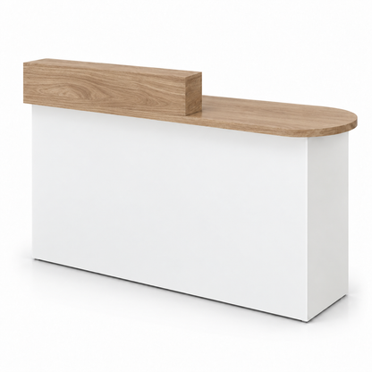 Rounded Reception Counter with Side Cabinet & Open Storage 棕色加白色-左款