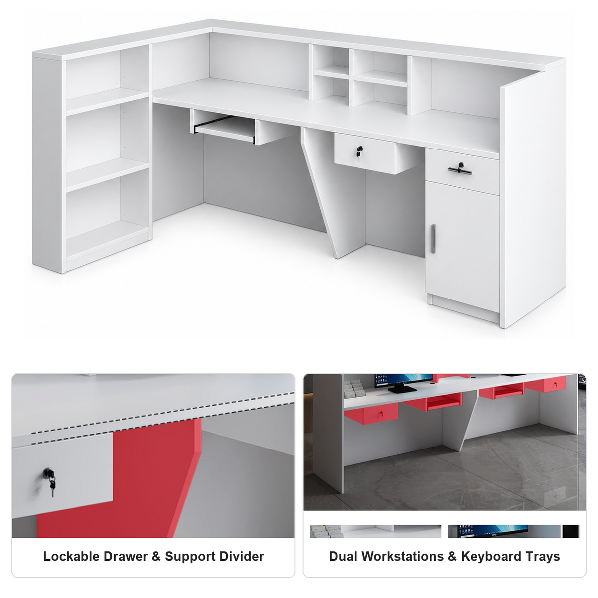 Lockable Storage, Divider & Keyboard Trays