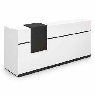 Reception Desk with Lockable Drawer & Spacious Legroom 白色加黑色-哑光