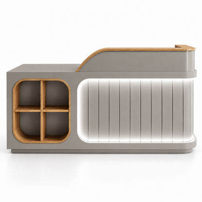 Illuminated Reception Counter with Display Cubby & Lockable Storage 灰色-左款