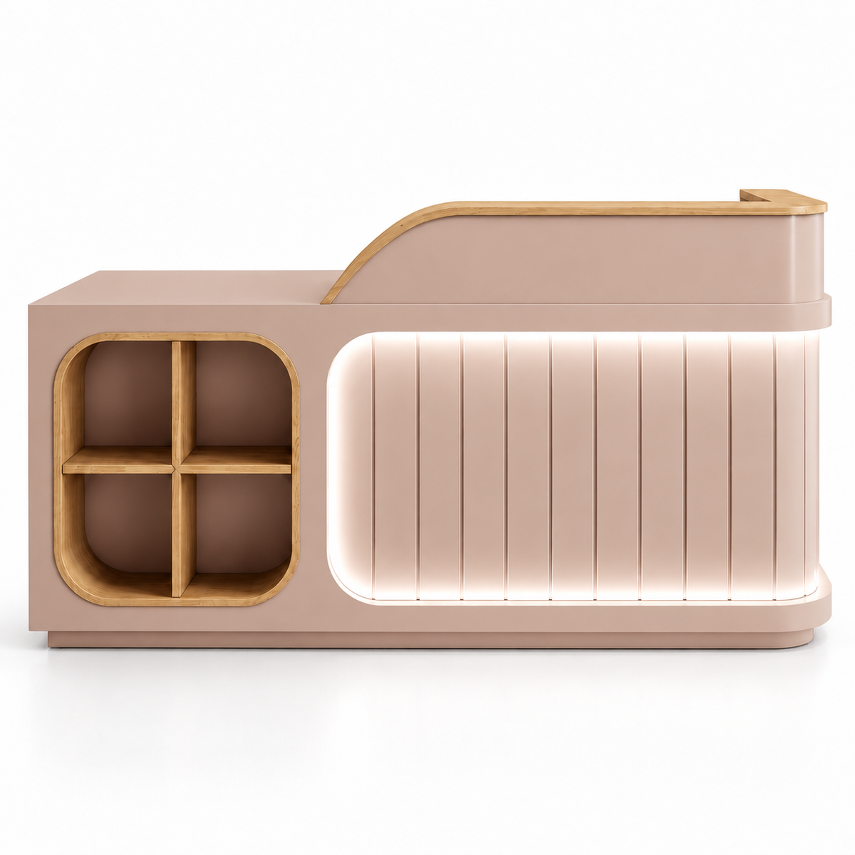 Illuminated Reception Counter with Display Cubby & Lockable Storage 裸粉色-左款