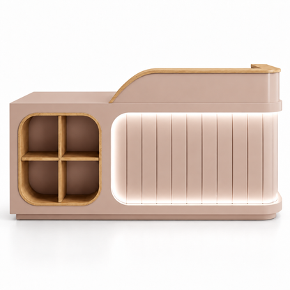 Illuminated Reception Counter with Display Cubby & Lockable Storage 裸粉色-左款