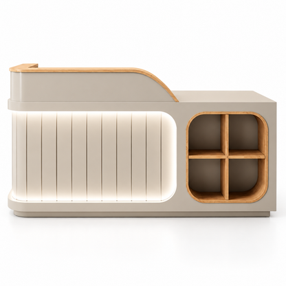 Illuminated Reception Counter with Display Cubby & Lockable Storage 米色-右款