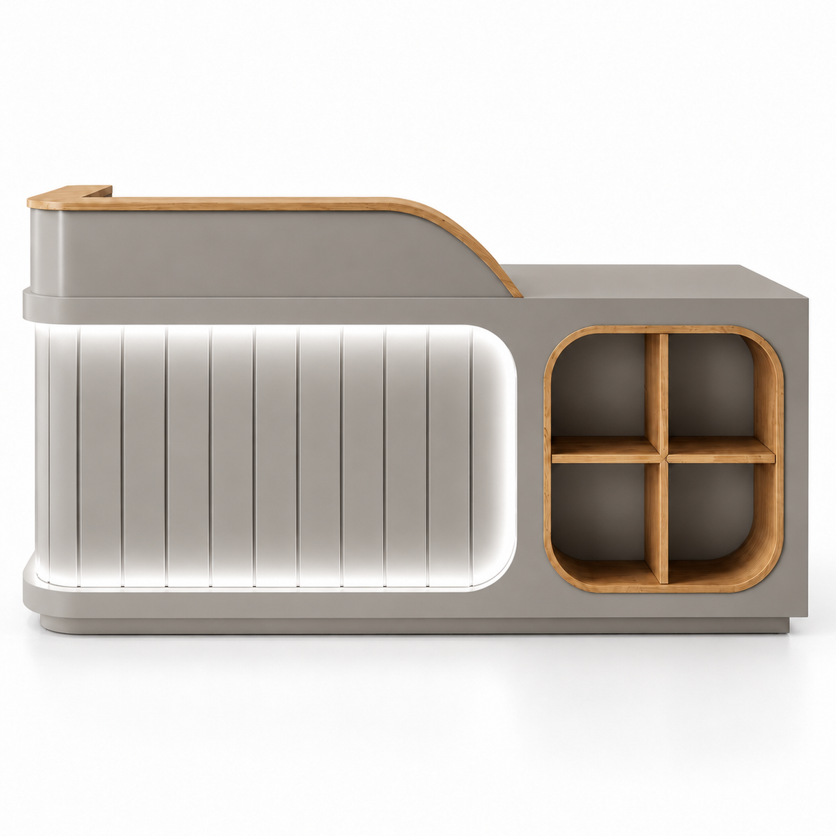 Illuminated Reception Counter with Display Cubby & Lockable Storage 灰色-右款