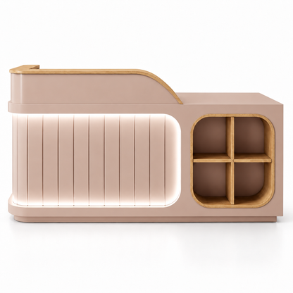 Illuminated Reception Counter with Display Cubby & Lockable Storage 裸粉色-右款