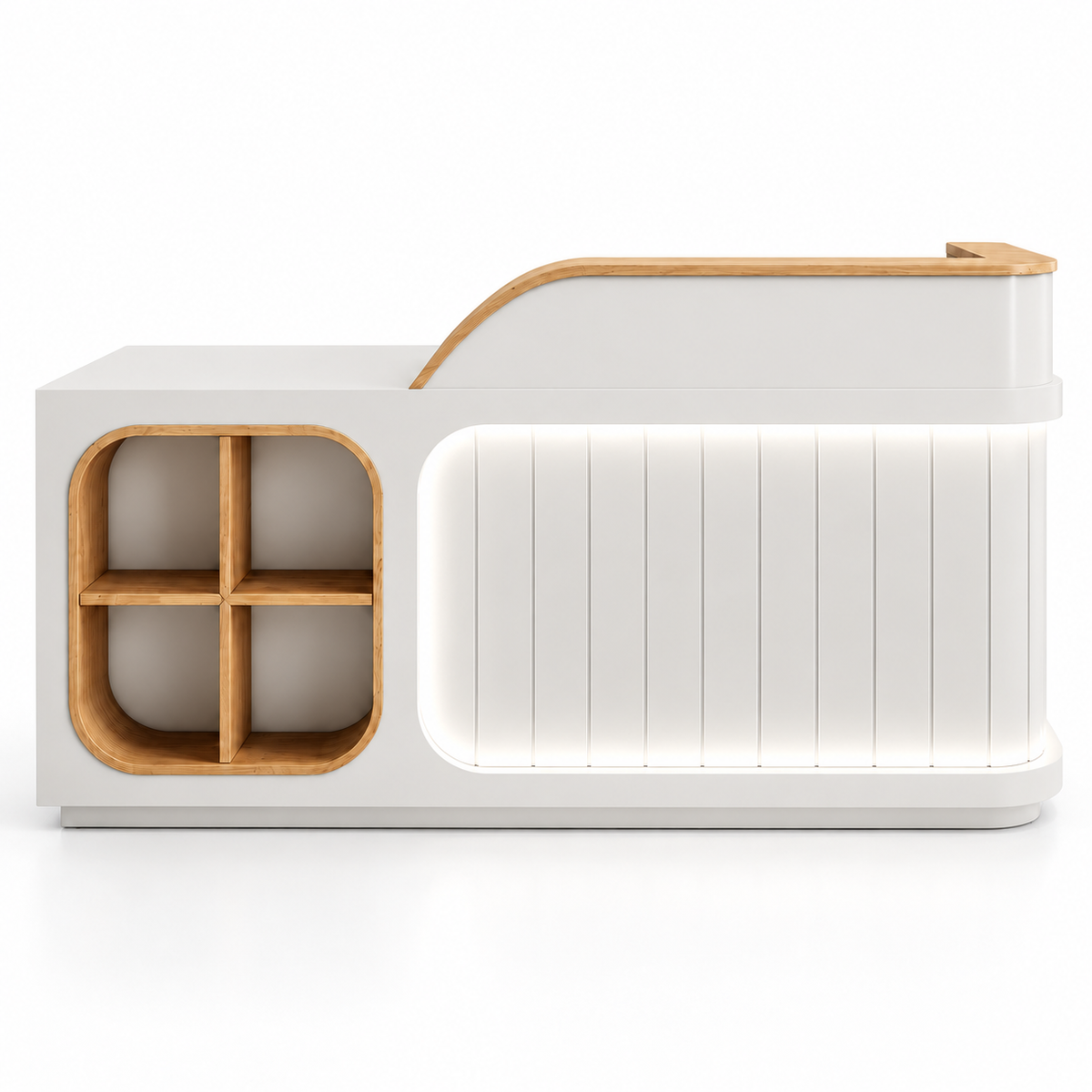 Illuminated Reception Counter with Display Cubby & Lockable Storage 白色-左款