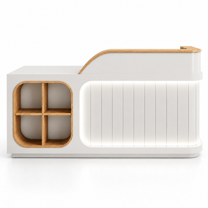 Illuminated Reception Counter with Display Cubby & Lockable Storage 白色-左款