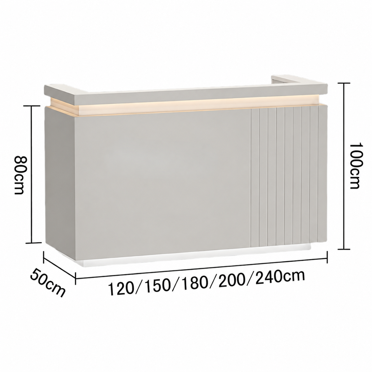 Modern Reception Counter with Grooved Feature Panel & Storage