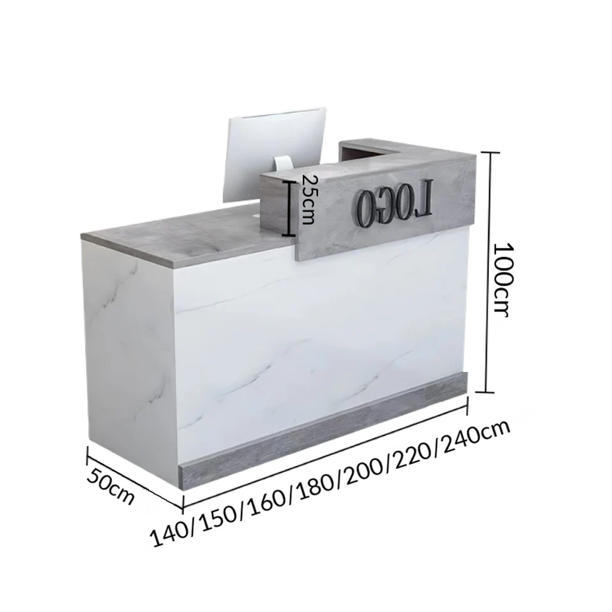 Two-Tier Reception Counter with Lockable Storage & Logo Panel
