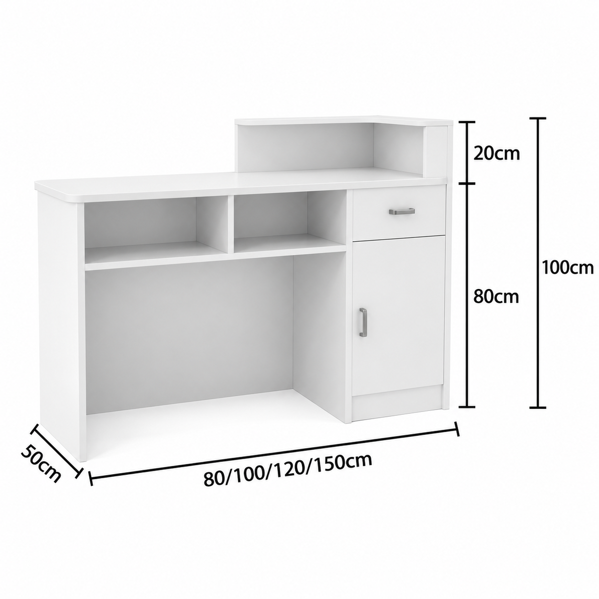 Illuminated Display Reception Counter with Raised Service Ledge