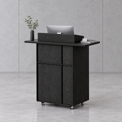 Compact Mobile Checkout Counter with Lockable Drawer and Storage — side scene