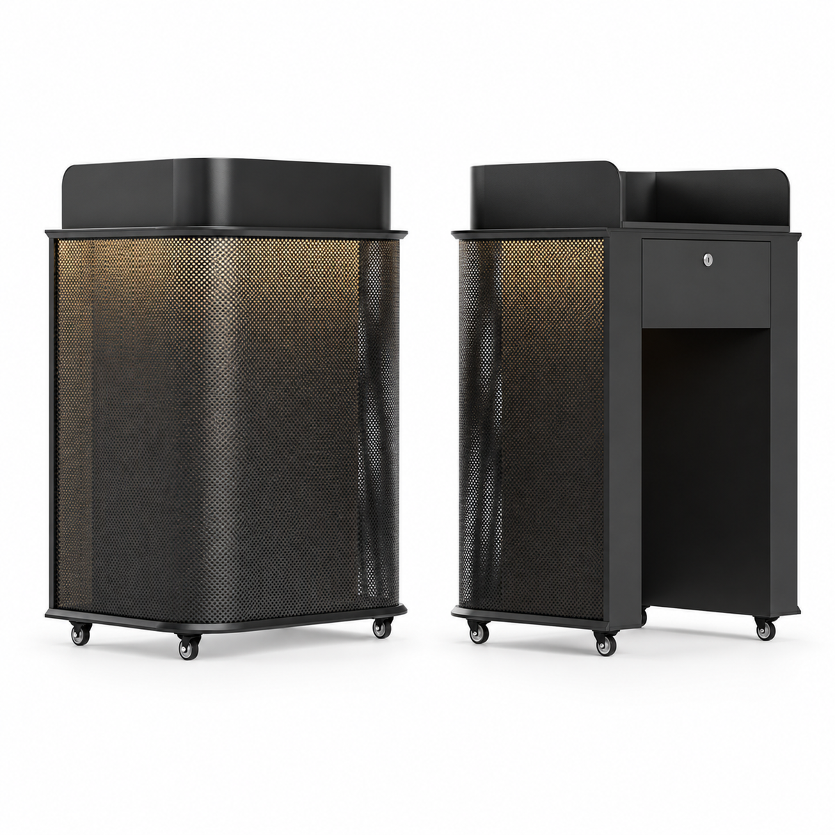 Compact Mobile Checkout Counter with Lockable Drawer and Storage — Black — Style 06 — 70cm(L) x 55cm(W) x 111cm(H)