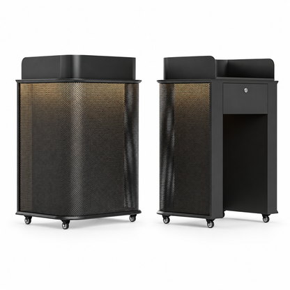 Compact Mobile Checkout Counter with Lockable Drawer and Storage — Black — Style 06 — 70cm(L) x 55cm(W) x 111cm(H)
