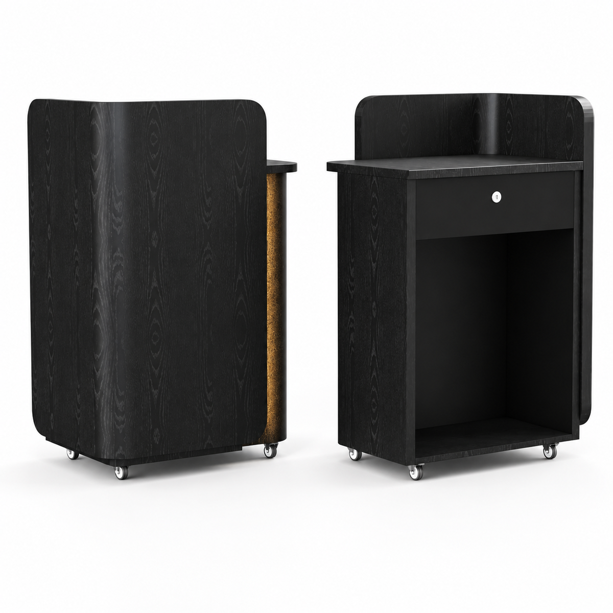 Compact Mobile Checkout Counter with Lockable Drawer and Storage — Black — Style 08 — 75cm(L) x 50cm(W) x 116cm(H)