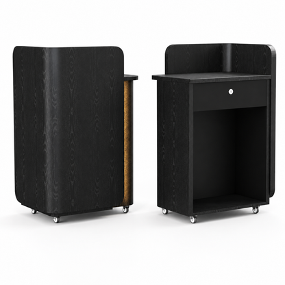 Compact Mobile Checkout Counter with Lockable Drawer and Storage — Black — Style 08 — 75cm(L) x 50cm(W) x 116cm(H)
